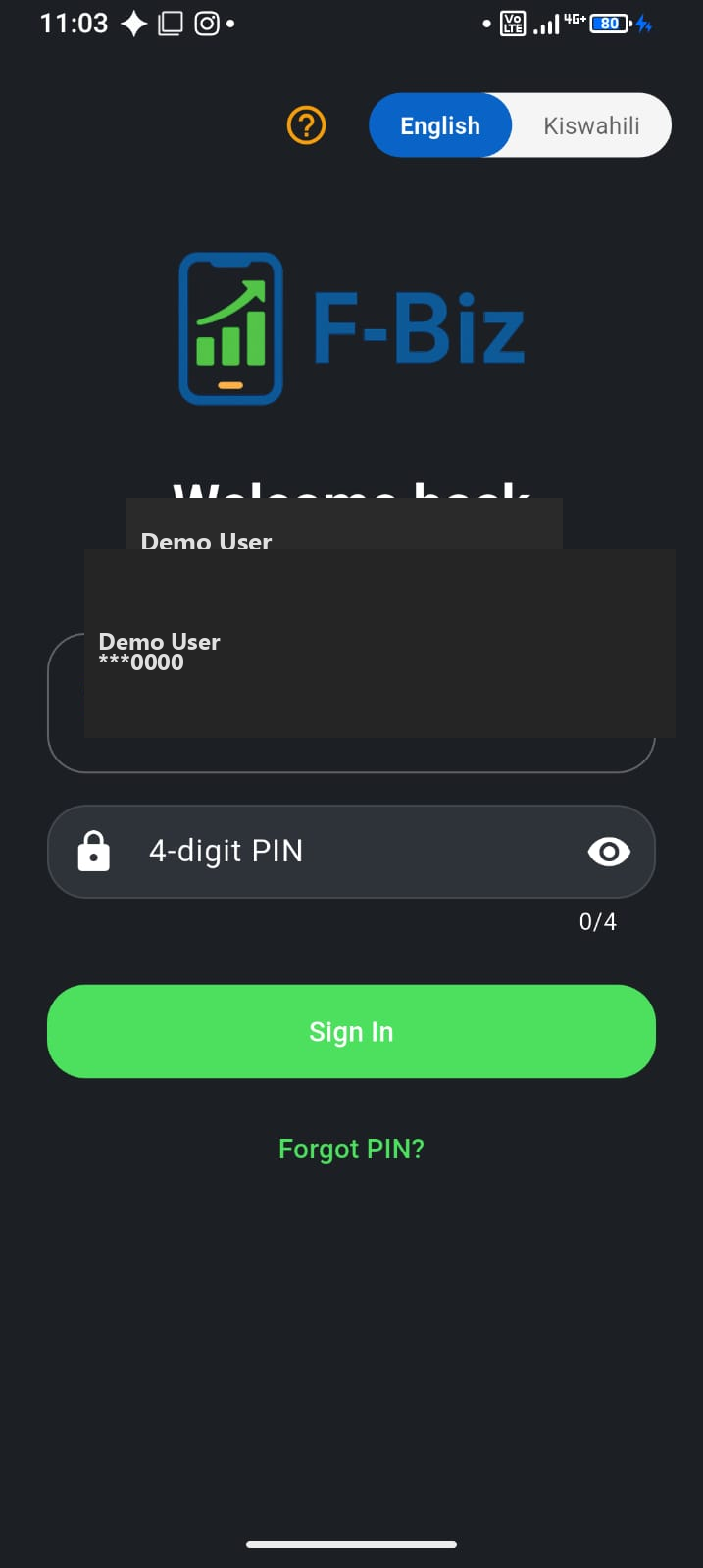 First 30 minutes with F-Biz — F-Biz app screenshot